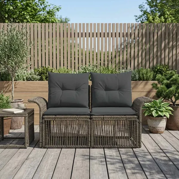 Canapé de jardin 2-Nombre de places Gris polyrotin