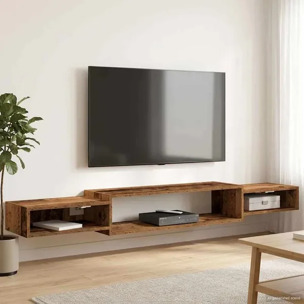 Meuble TV mural Montage mural Bois ancien 180 x 28 x 21 cm