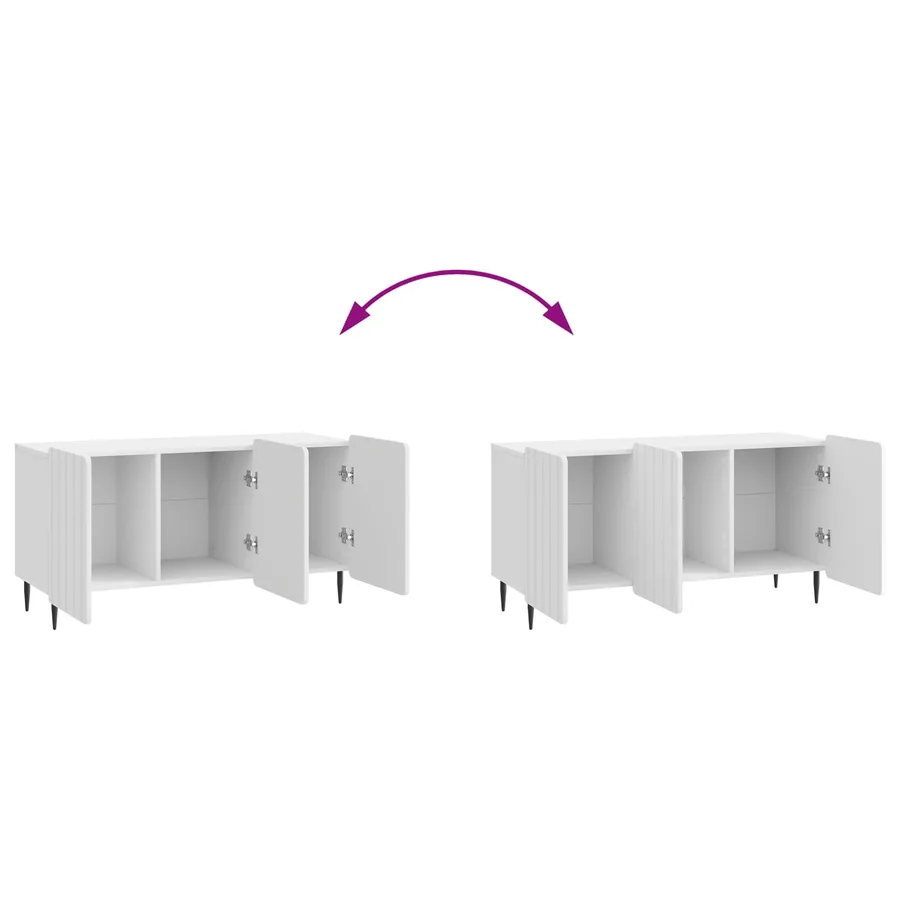 Meuble TV Blanc brillant 99 x 34,5 x 52 cm Bois d'ingénierie - 11