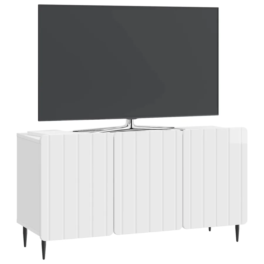 Meuble TV Blanc brillant 99 x 34,5 x 52 cm Bois d'ingénierie - 3