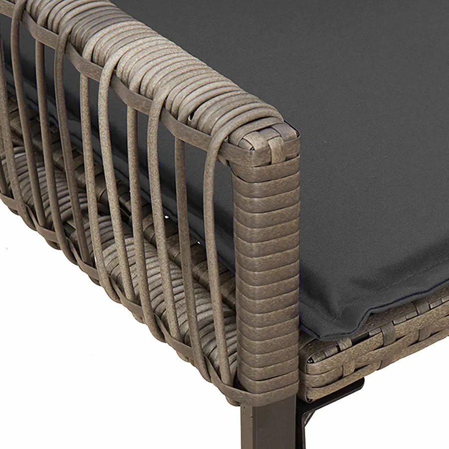 Banc extérieur avec coussin 4 pcs Gris et Gris foncé polyrotin - 10