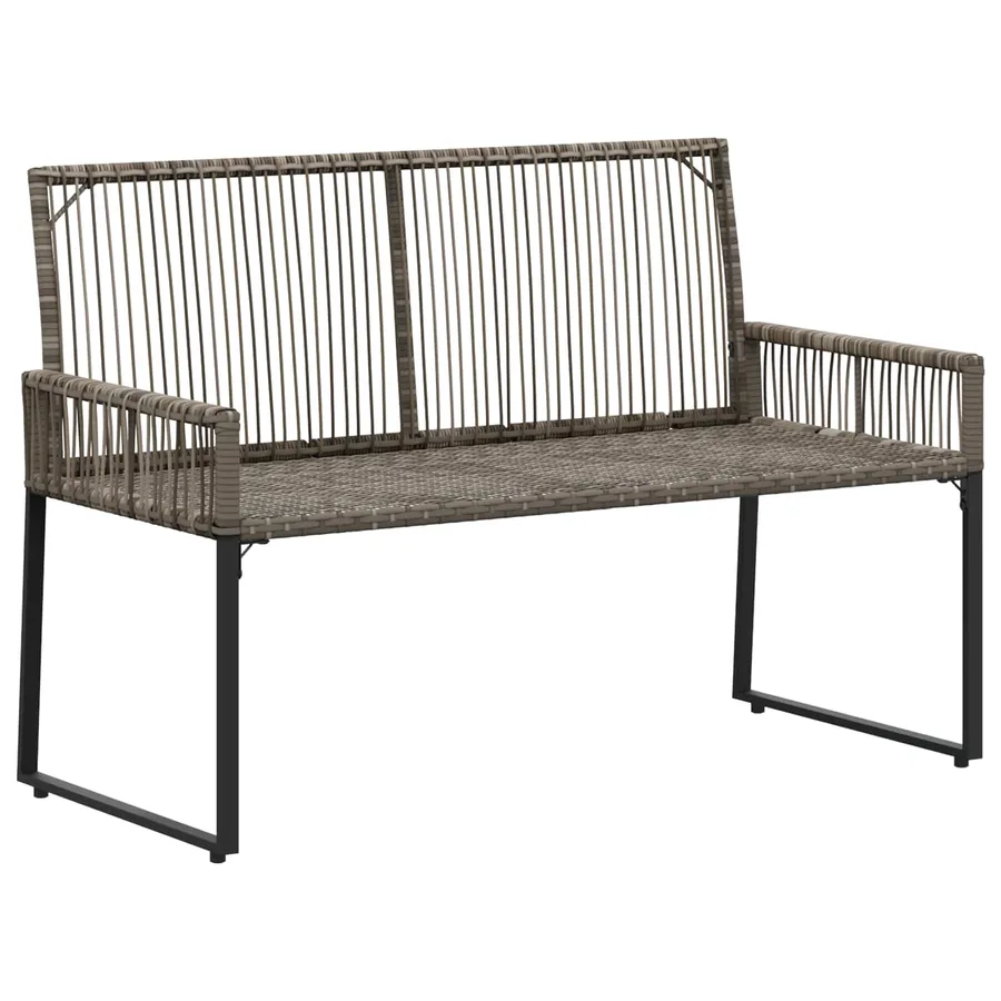 Banc extérieur avec coussin 4 pcs Gris et Gris foncé polyrotin - 4