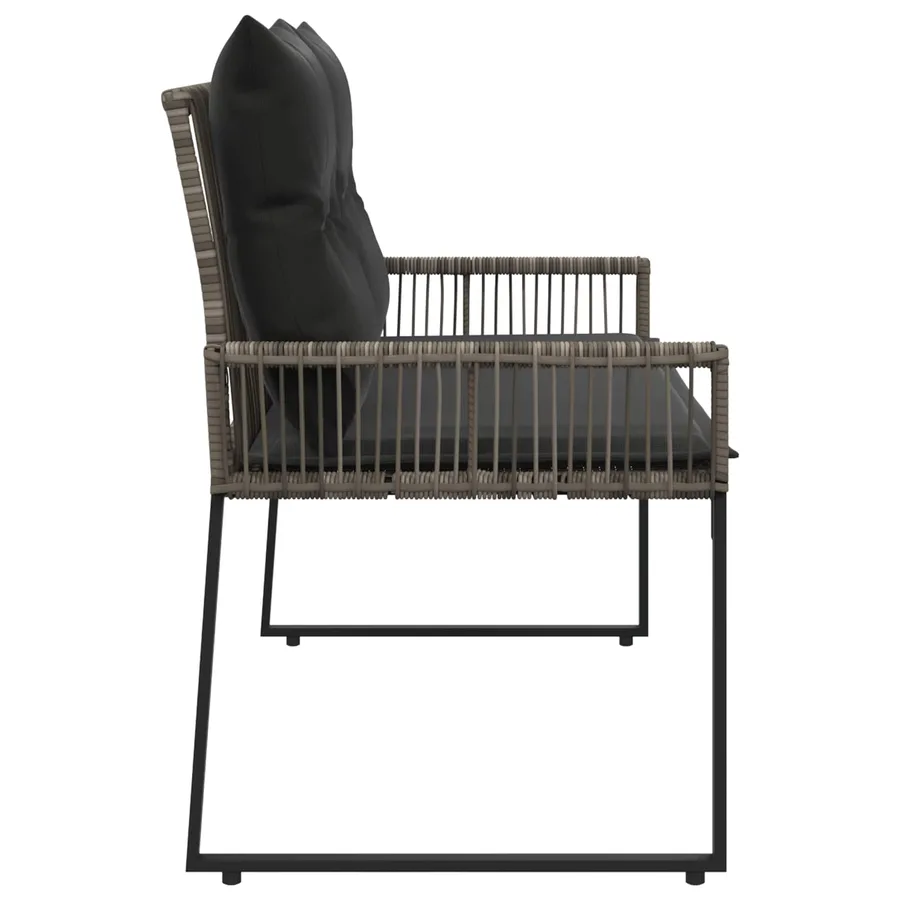 Banc extérieur avec coussin 4 pcs Gris et Gris foncé polyrotin - 6