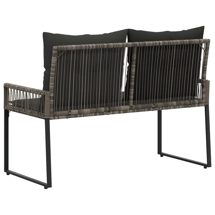 Banc extérieur avec coussin 4 pcs Gris et Gris foncé polyrotin - 7