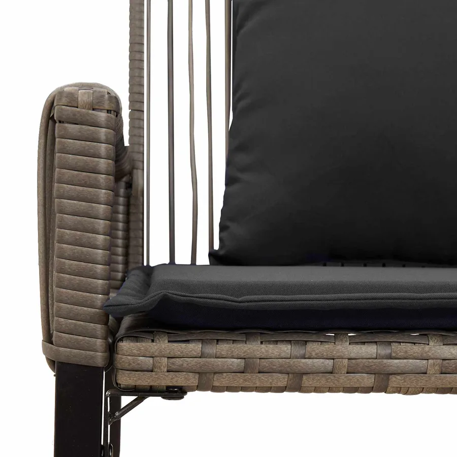 Banc extérieur avec coussin 4 pcs Gris et Gris foncé polyrotin - 9
