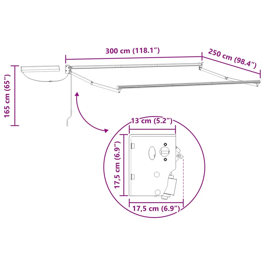 Cadre de store rétractable électrique Anthracite 3 x 2,5 m - 10