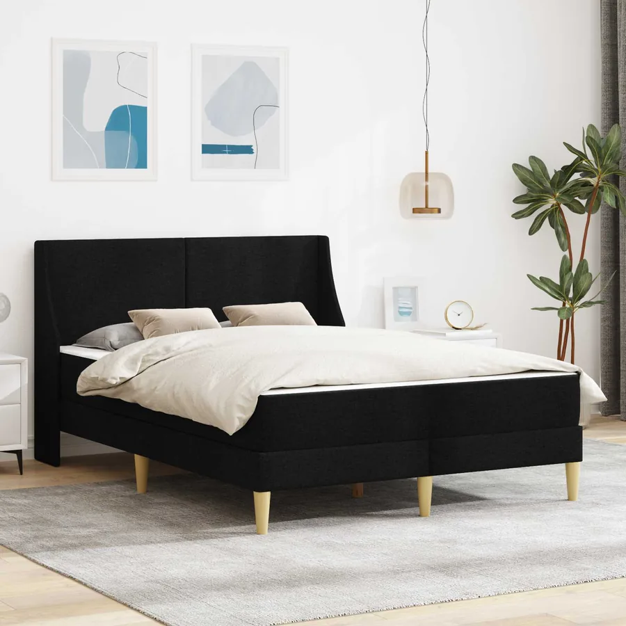 Cadre de lit avec matelas Noir 160 x 200 cm Polyester