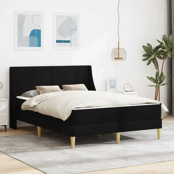 Cadre de lit avec matelas Noir 160 x 200 cm Polyester