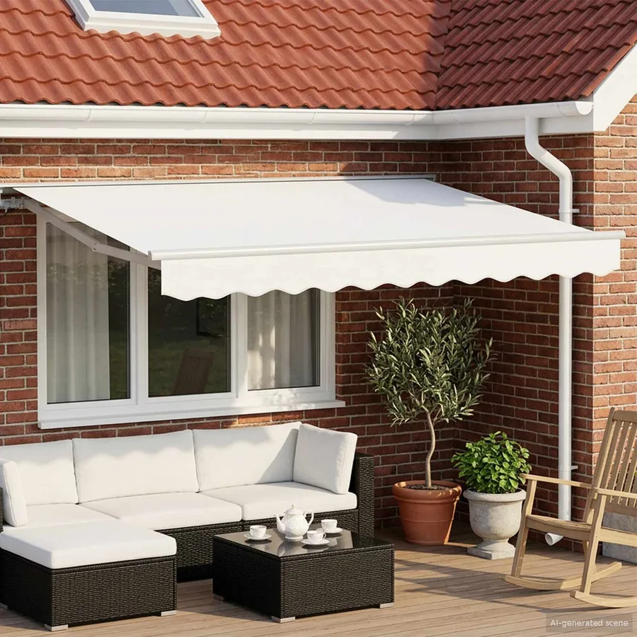 Auvent rétractable manuel Blanc 3 x 2,5 m