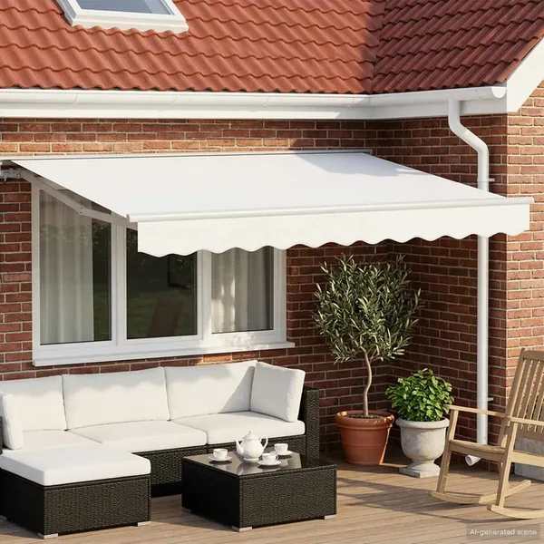 Auvent rétractable manuel Blanc 3 x 2,5 m