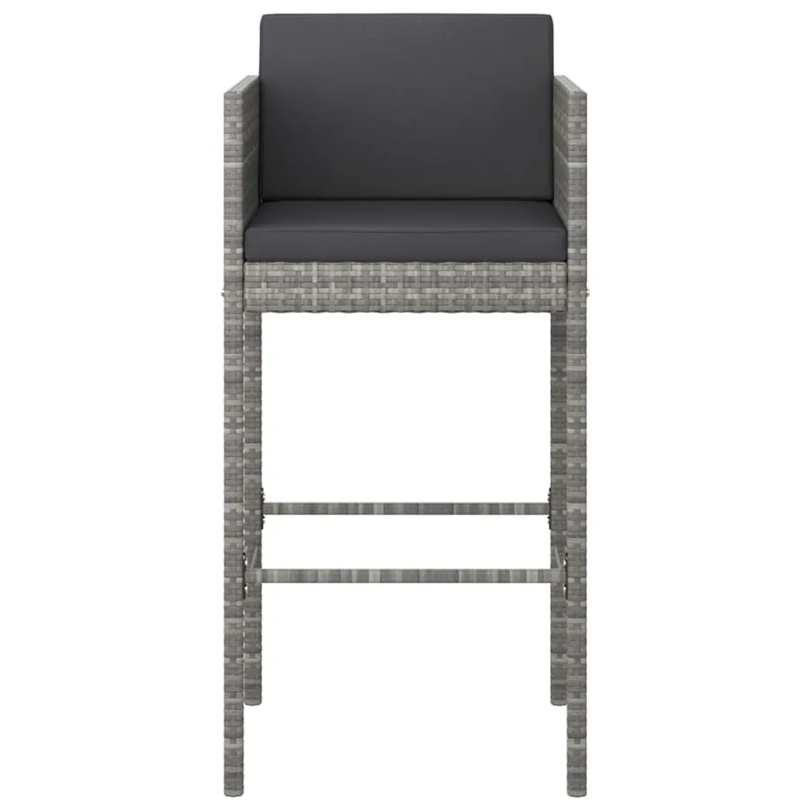 Tabourets de bar lot de 2 avec coussins gris résine tressée - 4