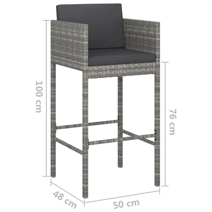 Tabourets de bar lot de 2 avec coussins gris résine tressée - 7