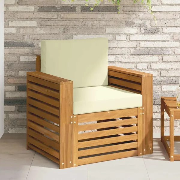 Canapé d’extérieur Bois d'acacia massif et polyester Naturel