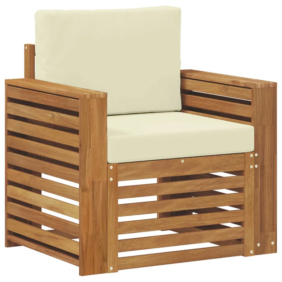 Canapé d’extérieur Bois d'acacia massif et polyester Naturel - 2