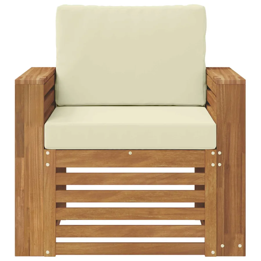 Canapé d’extérieur Bois d'acacia massif et polyester Naturel - 3