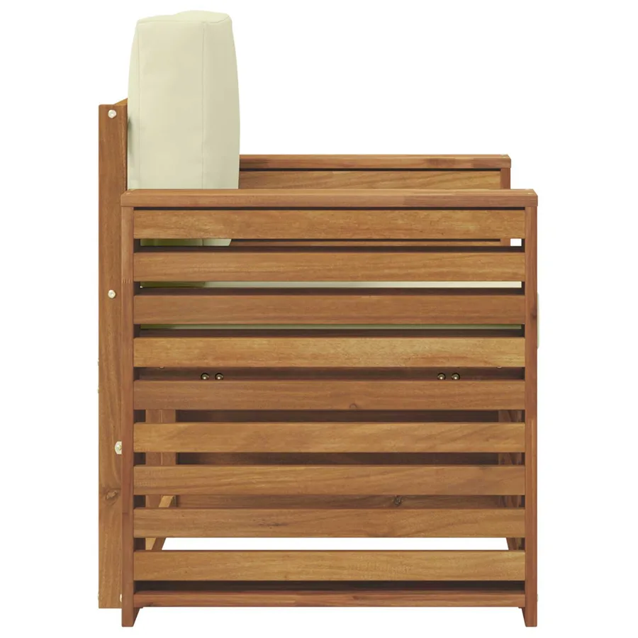 Canapé d’extérieur Bois d'acacia massif et polyester Naturel - 4