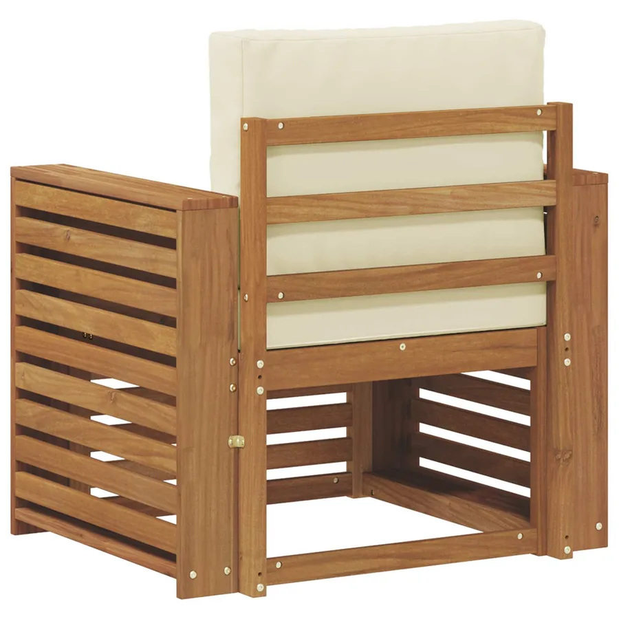 Canapé d’extérieur Bois d'acacia massif et polyester Naturel - 5