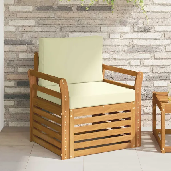 Canapé d’extérieur Bois d'acacia massif et polyester Naturel