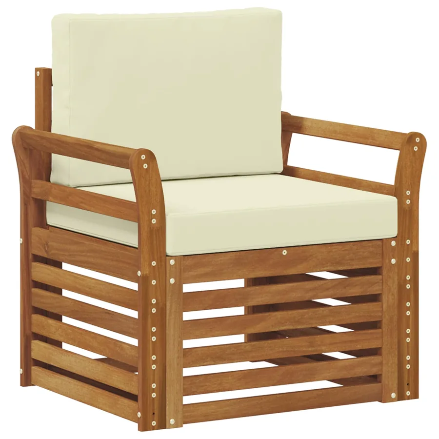 Canapé d’extérieur Bois d'acacia massif et polyester Naturel - 2