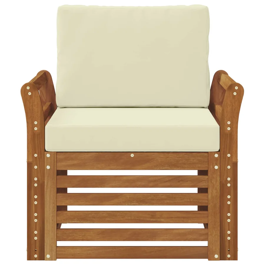 Canapé d’extérieur Bois d'acacia massif et polyester Naturel - 3