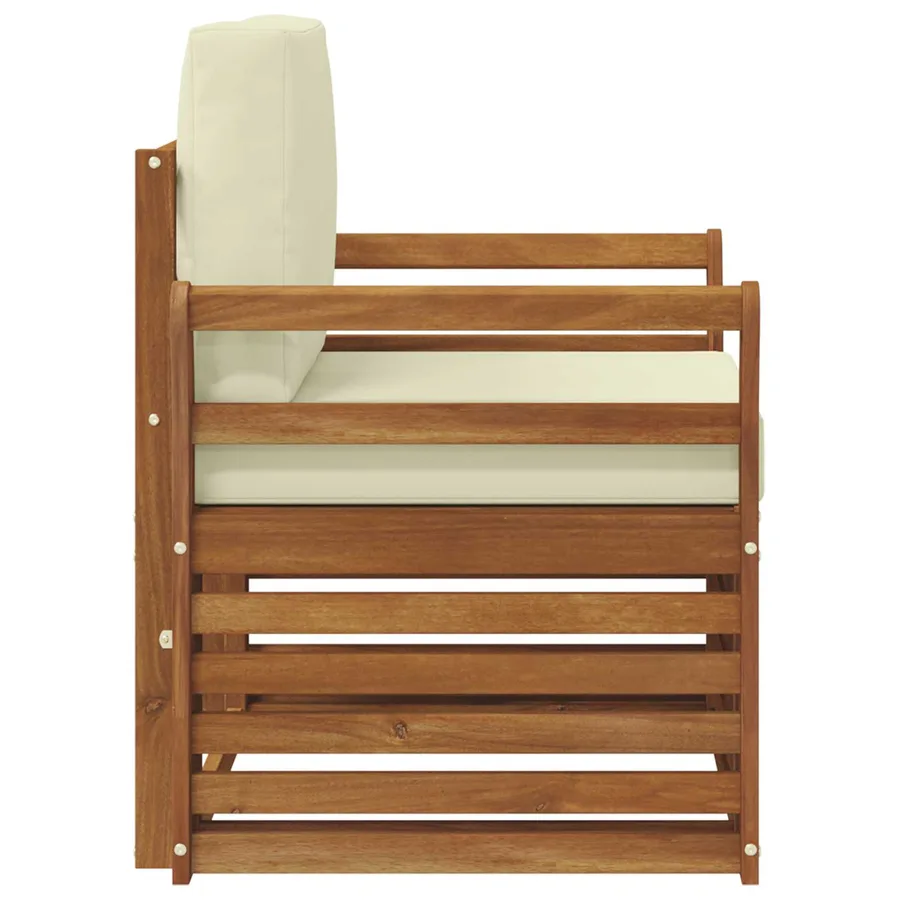 Canapé d’extérieur Bois d'acacia massif et polyester Naturel - 4