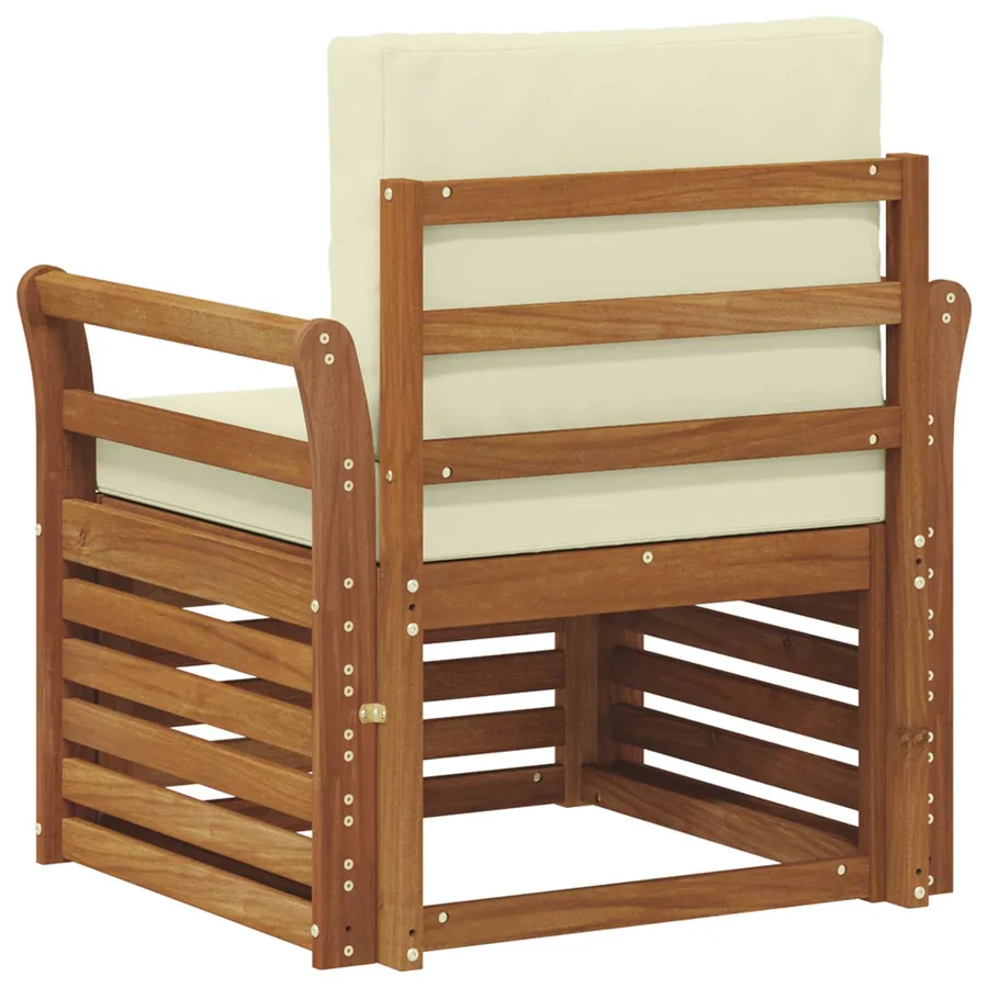Canapé d’extérieur Bois d'acacia massif et polyester Naturel - 5