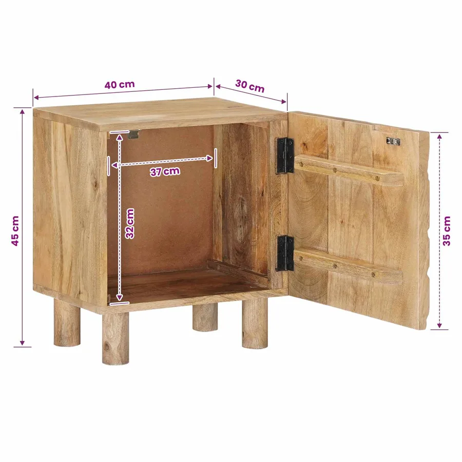 Table de chevet faite main Marron Teck 40 x 30 x 45 cm - 11