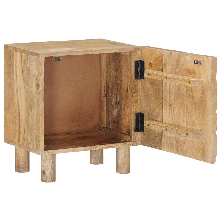 Table de chevet faite main Marron Teck 40 x 30 x 45 cm - 2