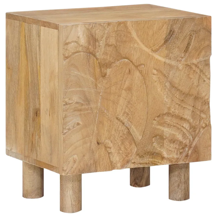 Table de chevet faite main Marron Teck 40 x 30 x 45 cm - 4