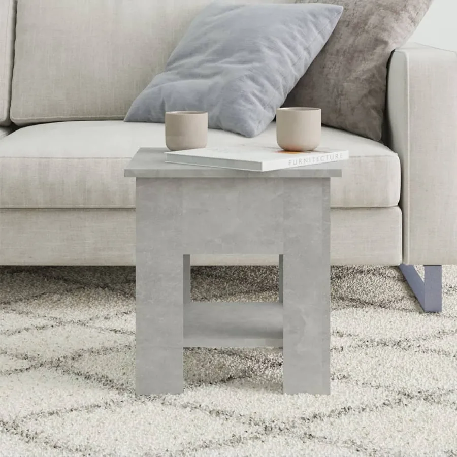 Table basse gris béton 40x40x42 cm bois d'ingénierie - 3