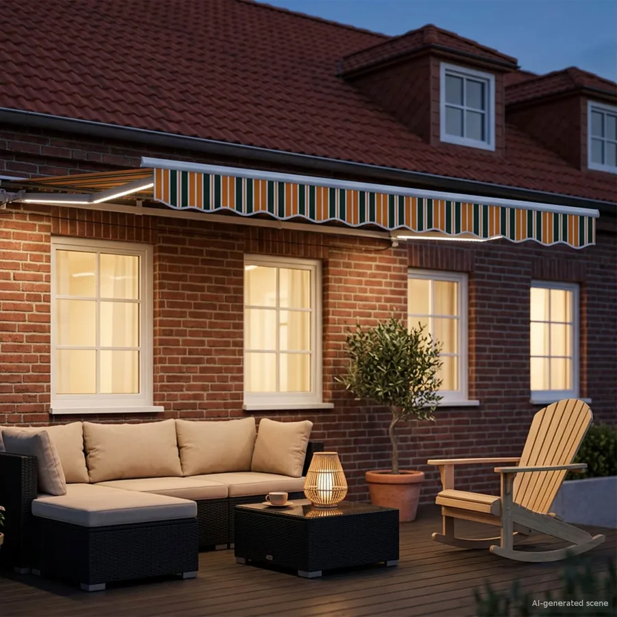 Cadre de store manuel avec LEDs Vert, Jaune, Blanc 3 x 2,5 m - 3