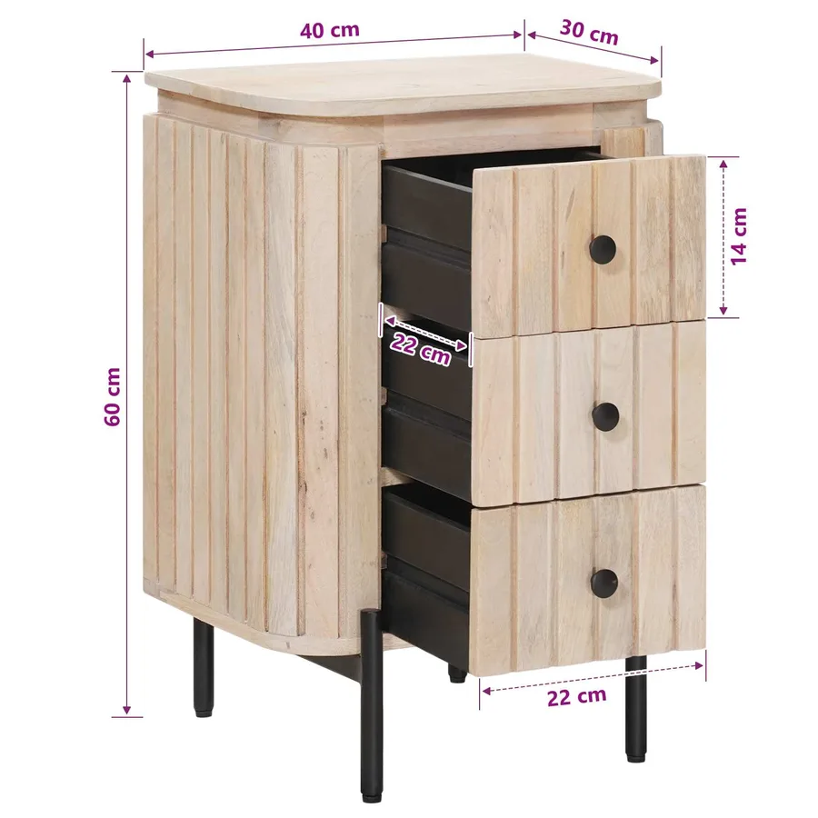 Table de chevet faite main Blanc 40 x 30 x 60 cm - 13