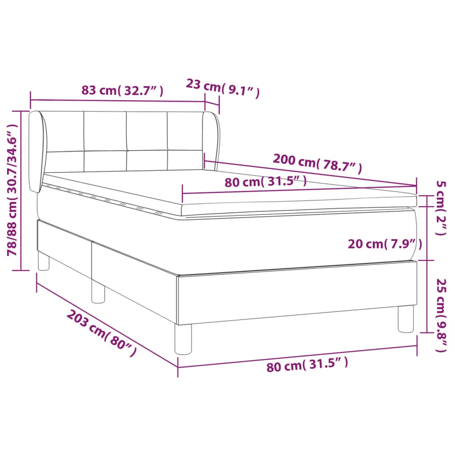 Sommier à lattes de lit avec matelas Gris foncé 80x200 cm Tissu - 7