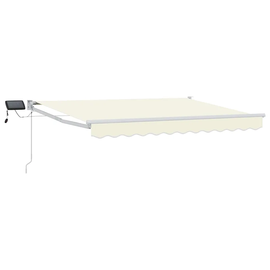 Store rétractable manuel avec LEDs Crème et Blanc 3,5 x 2,5 m - 2