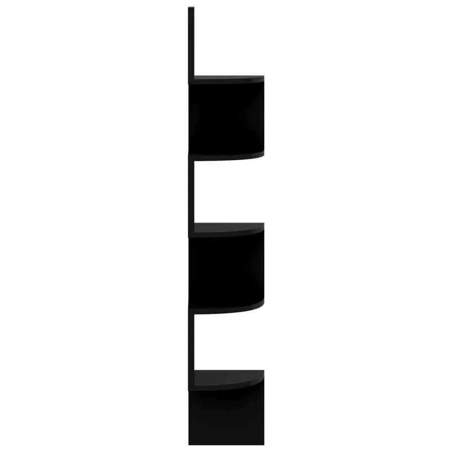 Étagère d'angle murale noir brillant 19x19x123 cm - 4