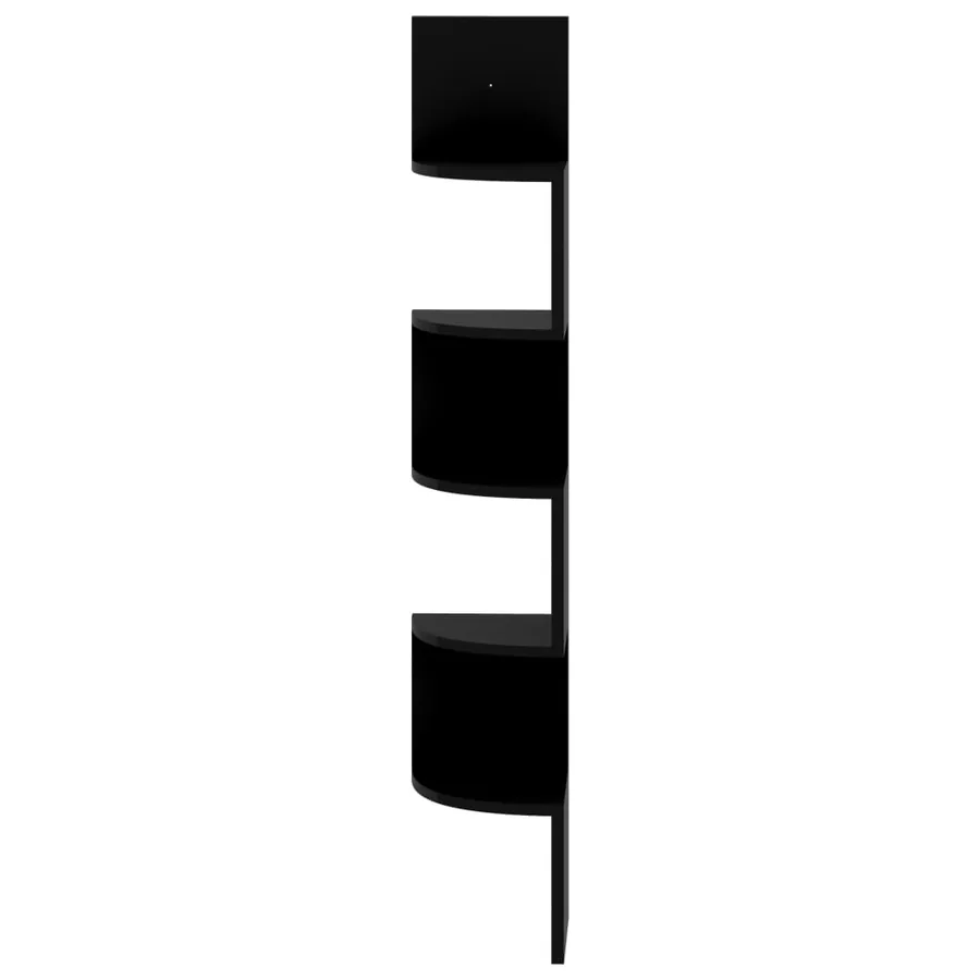 Étagère d'angle murale noir brillant 19x19x123 cm - 5