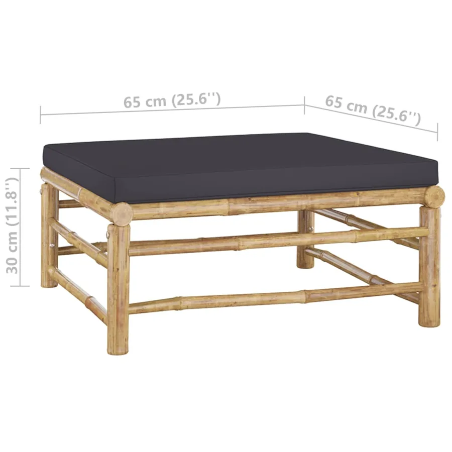 Salon de jardin 12 pcs avec coussins gris foncé bambou - 13