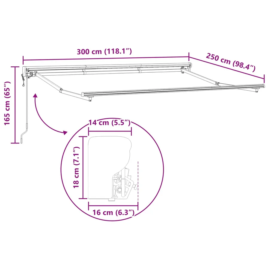 Auvent rétractable électrique Rouge 3 x 2,5 m - 11