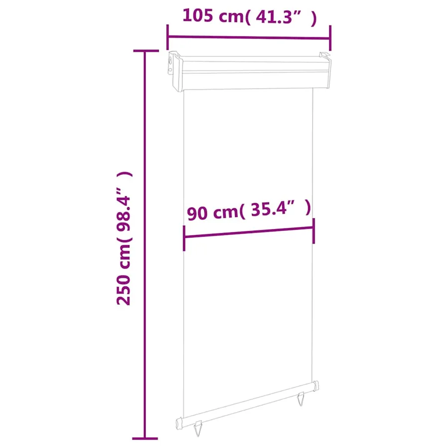 Auvent latéral de balcon 105x250 cm Crème - 10