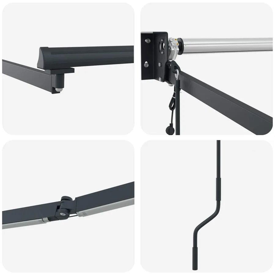 Cadre de store rétractable électrique Anthracite 4 × 3 m Acier - 6