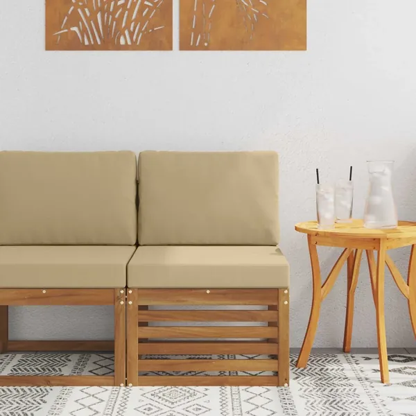 Sofa de milieu extérieur Bois d'Acacia Massif Naturel