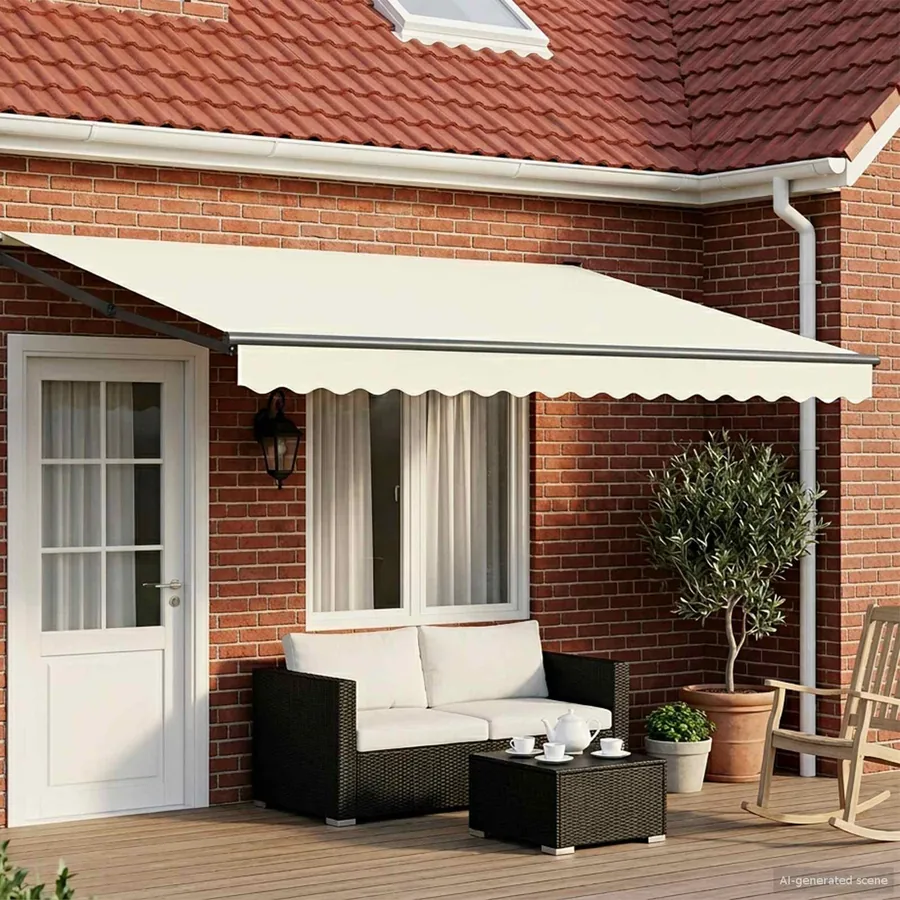 Auvent rétractable électrique Crème et Anthracite 4 × 3 m