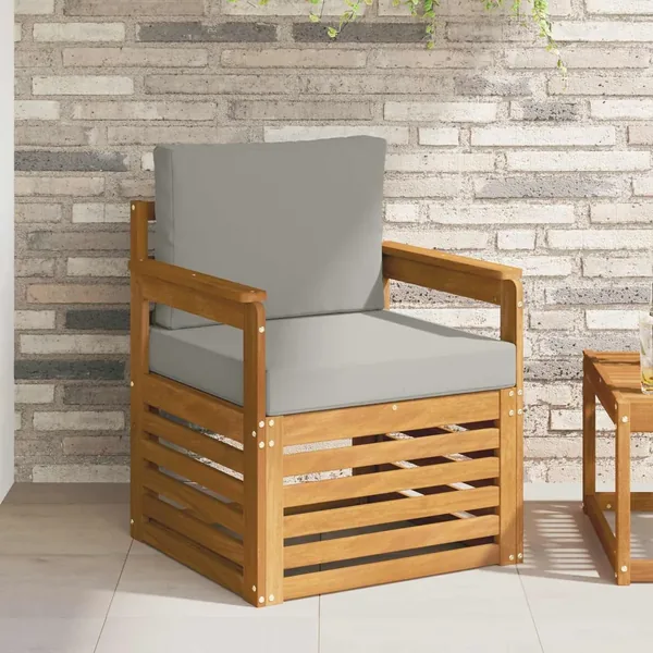Canapé d’extérieur Bois d'acacia massif et polyester Naturel