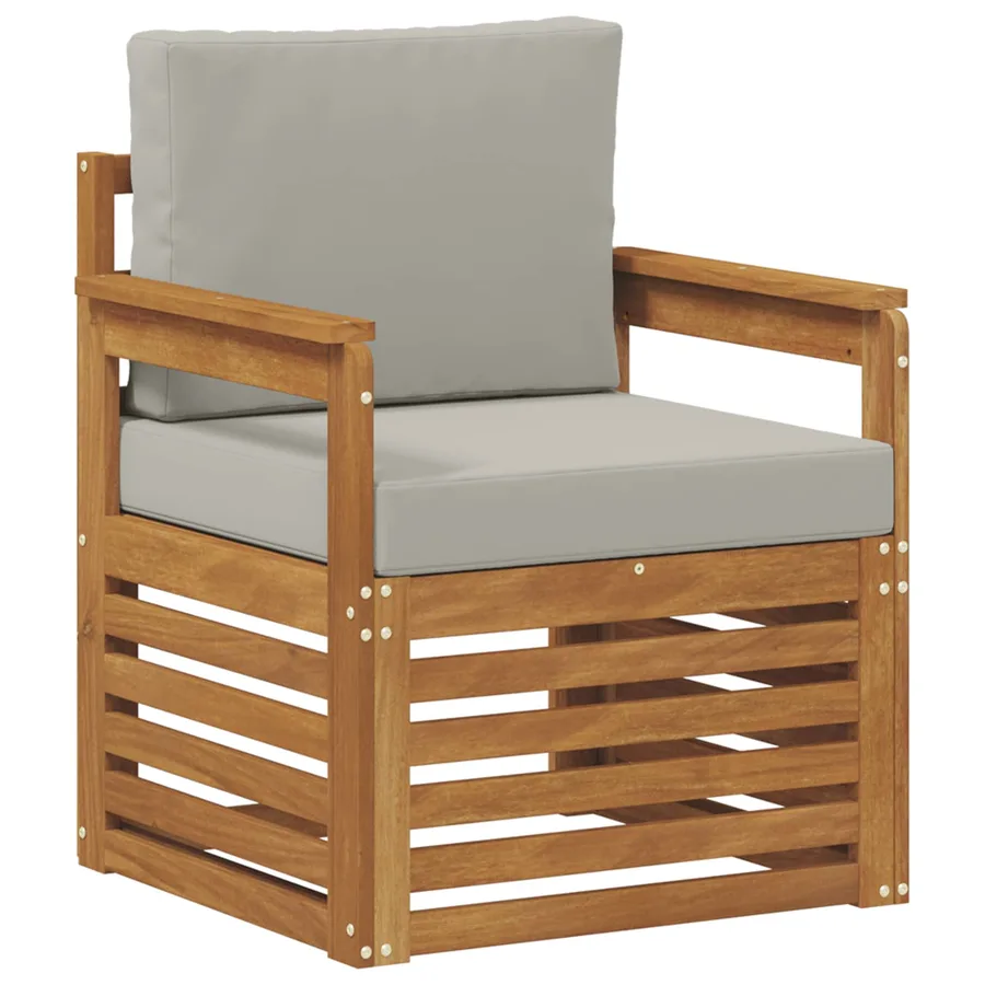 Canapé d’extérieur Bois d'acacia massif et polyester Naturel - 2