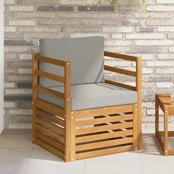 Canapé d’extérieur Bois d'acacia massif et polyester Naturel