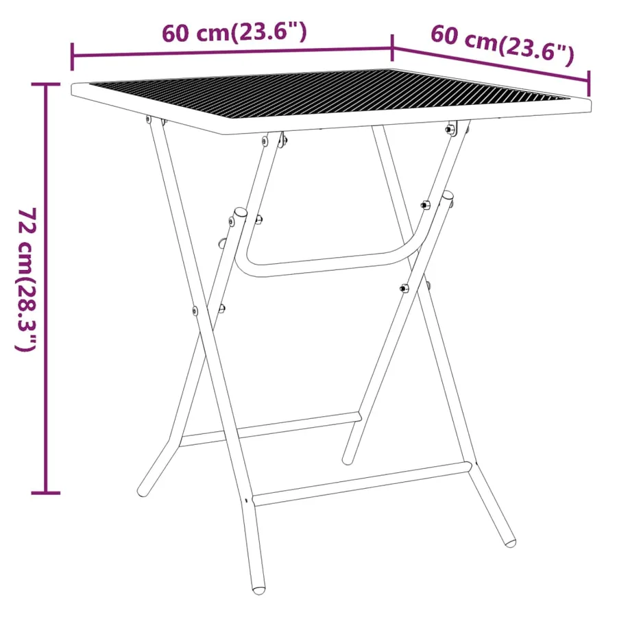 Ensemble à manger de jardin 3 pcs Maille Métal Anthracite - 11