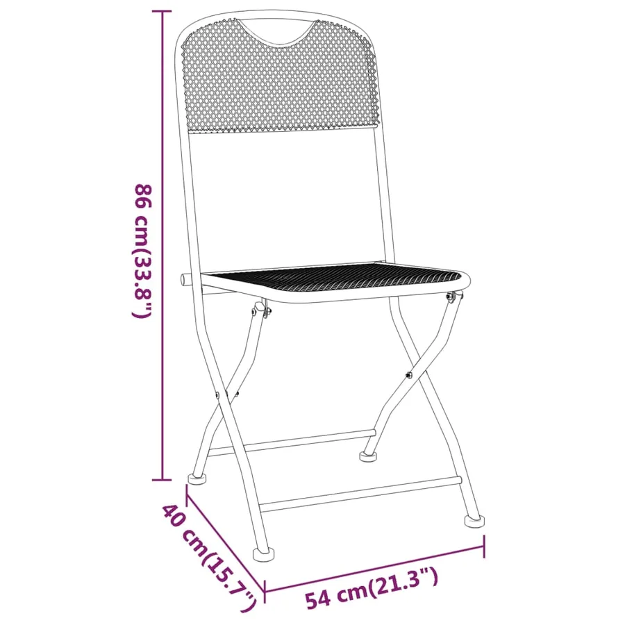 Ensemble à manger de jardin 3 pcs Maille Métal Anthracite - 12