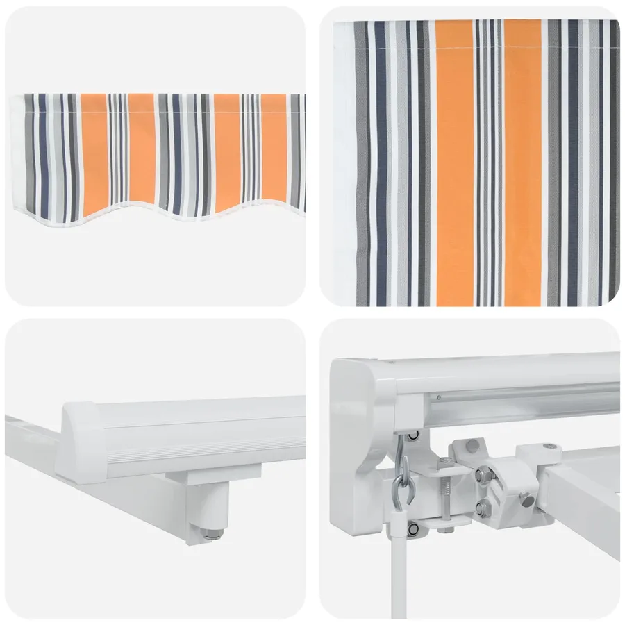Auvent rétractable manuel Orange, Gris, Bleu, Blanc 4 × 3 m - 7