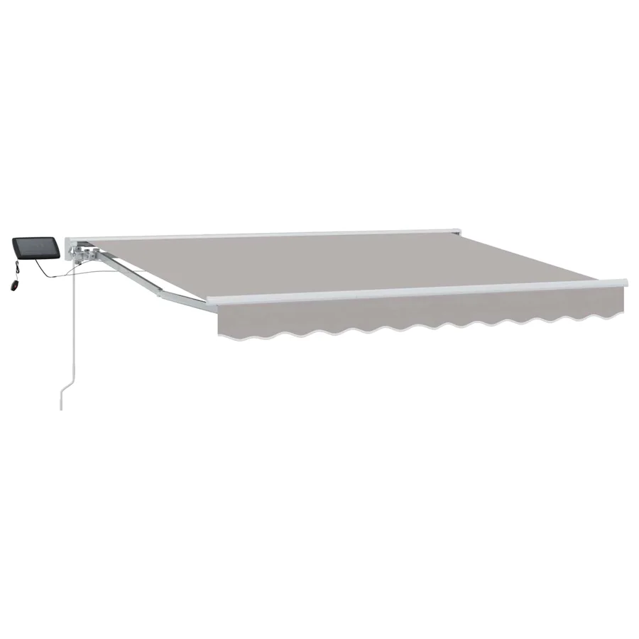 Cadre de store manuel avec LEDs Gris clair et blanc 3,5 x 2,5 m - 2