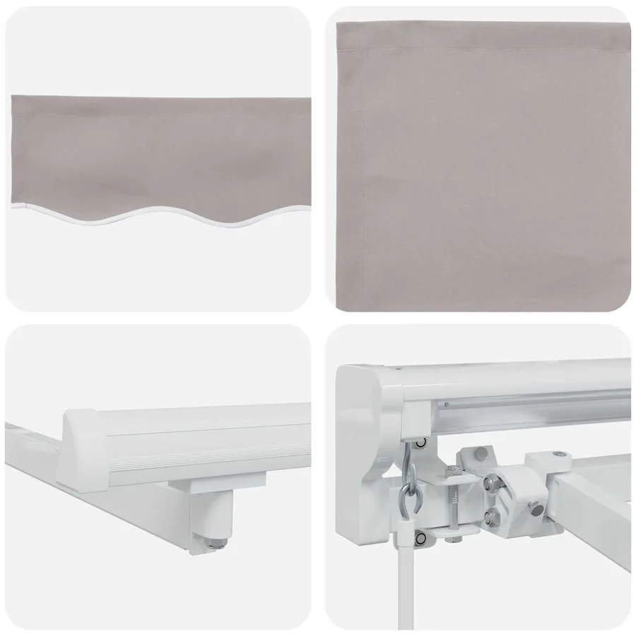 Cadre de store manuel avec LEDs Gris clair et blanc 3,5 x 2,5 m - 9